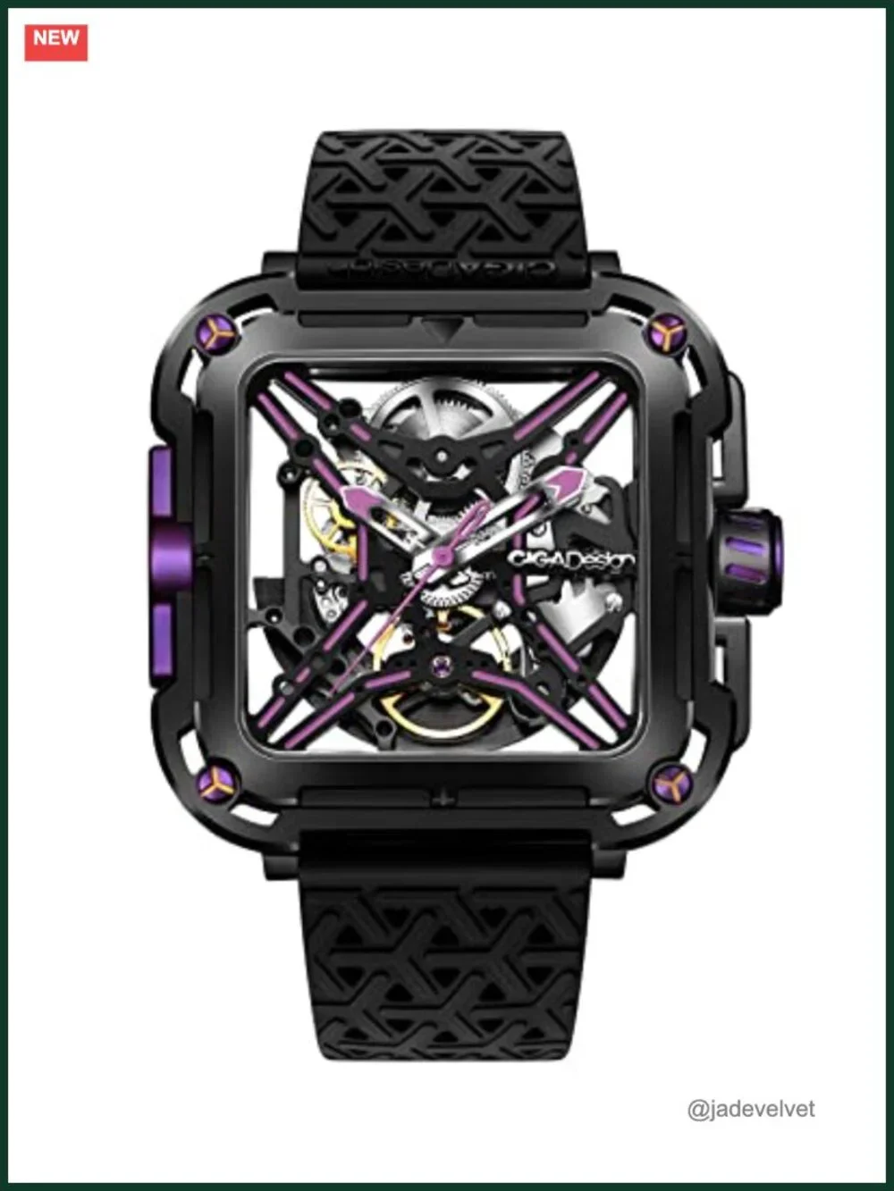 Automatic Skeleton Watch Men Women 48mm Sapphire Crystal Silicone Strap